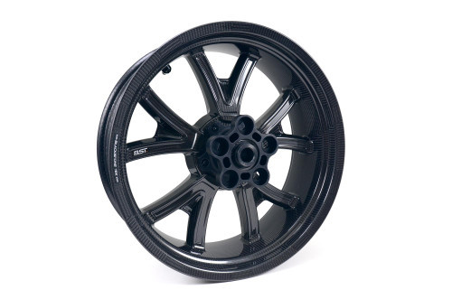 <ul>
<li><span style="color: #666666; font-weight: bold;">SIZE :</span> 6.0" x 17"</li>
<li><span style="color: #666666; font-weight: bold;">AXLE DIAMETER :</span> Designed for use with a 25mm axle</li>
<li><span style="color: #666666; font-weight: bold;">WEIGHT :</span> 13.05 lb. (5.92 kg) with sprocket carrier and hardware (no sprocket)<br /> Add 0.60 lb. (0.272 kg) with Worldwide Bearings ceramic bearings<br /> Add 0.65 lb. (0.295 kg) with Worldwide Bearings steel bearings</li>
<li><span style="color: #666666; font-weight: bold;">STATIC LOAD RATING :</span> 640 lb. (290 kg)<br /><a style="color: red;" href="http://blog.brocksperformance.com/bst-wheel-load-rating-information/" target="_blank"><strong>Click Here: Important Load Rating Safety Information</strong></a></li>
<li><span style="color: #666666; font-weight: bold;">MATERIALS :</span> Carbon fiber and aluminum</li>
<li><span style="color: #666666; font-weight: bold;">STYLE :</span> Five curved, split-spoke configuration</li>
<li><span style="color: #666666; font-weight: bold;">VALVE STEMS :</span> BST Ultra-High-Speed (UHS) 90-degree, aluminum stems and caps</li>
<li><span style="color: #666666; font-weight: bold;">APPROVALS :</span> DOT E and JWL for street and track use</li>
<li><span style="color: #666666; font-weight: bold;">FITMENT :</span> Harley-Davidson FL Touring models (Aftermarket sprocket required: <a style="color: blue;" href="%%GLOBAL_ShopPathSSL%%/wheels/sprockets/rear-sprockets/bst-sprockets/" target="_blank">Vortex Aluminum</a> or <a style="color: blue;" href="%%GLOBAL_ShopPathSSL%%/wheels/sprockets/rear-sprockets/ceracarbon-for-bst/" target="_blank">CeraCarbon Hybrid</a>)</li>
<li><span style="color: #666666; font-weight: bold;">CHAIN DRIVE :</span> Designed for use with Trask Performance Chain Drive Offset Front Sprocket - 25 Tooth (SKU: <a style="color: blue;" href="%%GLOBAL_ShopPathSSL%%/trask-performance-chain-drive-offset-front-sprocket-25-tooth/" target="_blank">457176</a>)</li>
<li><span style="color: #666666; font-weight: bold;">TPMS :</span> Compatible with OEM TPMS sensor assembly (see 'Fitment' tab for more info)</li>
<li><span style="color: #666666; font-weight: bold;">BRAKE ROTOR PCD :</span> 5 x 3.25&rdquo; (82.5mm)</li>
<li><span style="color: #666666; font-weight: bold;">WARRANTY :</span> 2 Years</li>
<li><span style="color: #666666; font-weight: bold;"><em>Installation may require customization and should be performed by a specialty shop</em></span></li>
</ul>
<p><a href="%%GLOBAL_ShopPathSSL%%/content/BST_Drawings/SW073_8036_HD_Engineered_Drawings.pdf" target="_blank"><img src="https://cdn11.bigcommerce.com/s-415rnuyx4g/product_images/uploaded_images/images/HD_Engineering_Drawing_Th.jpg" alt="" width="415px" height="50px" align="left" /></a></p>
<div class="moretab" data-title="Fitment">
<p><strong>TPMS Note:</strong> For bikes equipped with a factory TPMS system, the BST valve stem must be removed and replaced with the TPMS sensor assembly from the OEM wheel. Alternatively, a new TPMS sensor assembly can be purchased through a dealer and installed, allowing you to retain the TPMS functionality of the OEM wheel.</p>
<p><strong>CVO Models:</strong> If you are purchasing wheels for Harley-Davidson CVO&rsquo;s, due to variations in the OEM wheels equipped on each model, please look over the engineered drawings for your desired wheel. CVO models equipped with 7-bolt rotors (Agitator / Slicer / Chisel) may still be compatible with the purchase of aftermarket rotors. See Brake Rotor pitch circle diameter (PCD) for details on rotor fitment.</p>
</div>
<div class="moretab" data-title="Product Details">
<p><iframe src="https://store-415rnuyx4g.mybigcommerce.com/content/Descriptions/BST_Wheels_Product_Details_Tab.html" width="575" height="500" frameborder="0"></iframe></p>
</div>
<div class="moretab" data-title="Technical">
<p><iframe src="https://store-415rnuyx4g.mybigcommerce.com/content/Descriptions/BST_Wheels_Technical_Tab.html" width="575" height="500" frameborder="0"></iframe></p>
</div>