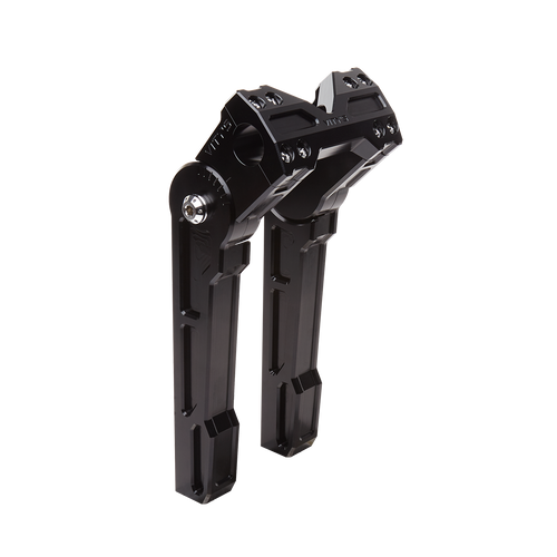 <ul>
<li>Black adjustable riser</li>
<li>CNC machined from billet aluminum</li>
<li>8 inch height and 1 bar clamp</li>
<li>Measure handlebar diameter before purchase</li>
<li>Compatible with&nbsp;(18-23) Softail models and (15-23) Road Glide models</li>
<li><a style="color: blue;" href="%%GLOBAL_ShopPathSSL%%/v-twin/vitys-design/risers-gauge-housings/gauge-housings/" target="_blank">Vity's gauge housings</a> are recommended for maximum adjustability</li>
<li>Includes installation hardware and set screws</li>
</ul>
<p><em>Installation should be performed following the OEM Harley-Davidson Service Manual and torque specifications</em></p>
<div class="moretab" data-title="About Vity's Design">
<p>Vity's goal is to dedicate the highest effort we possibly can into our original, custom designed products for your beloved Harley Davidson. Quality and customer satisfaction is imperative to us. We also love our heritage that helped us greatly in the process of creating this brand. Italian craftsmanship at its best.</p>
<p>Vity&rsquo;s Design showcases the natural beauty of CNC machining, in most products, by intentionally omitting final finishing processes such as tumbling, stonewashing, burnishing, or polishing.</p>
<p>The following quote from Vity's Design Founder, Matteo Vitali is translated from Italian: "From the incredible passion for Harley Davidson, my every single iron take shape. From a deep and meticulous study of materials, shapes and color, my accessories come to life."</p>
</div>