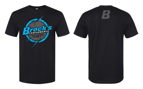 <p><strong>Introducing our fresh 2024 design,</strong> crafted in a captivating distressed graphic style. The front showcases an updated circular design adorned with the iconic Brock's Performance logo, paired with our signature tagline, "Stupid Fast". On the back, discover a stylized grayscale rendition of the Brock's 'B'. Get ready to stand out with this dynamic new look!</p> <ul> <li>Gildan - Softstyle&reg; CVC T-Shirt</li> <li>Ring-spun cotton rich blend: 60% cotton / 40% polyester</li> <li>Taped neck and shoulders for comfort and durability</li> <li>Polyester gives a drapey and soft hand</li> <li>Modern classic fit, seamless body</li> <li>Narrow width, rib collar</li> <li>Tear away label</li> </ul>