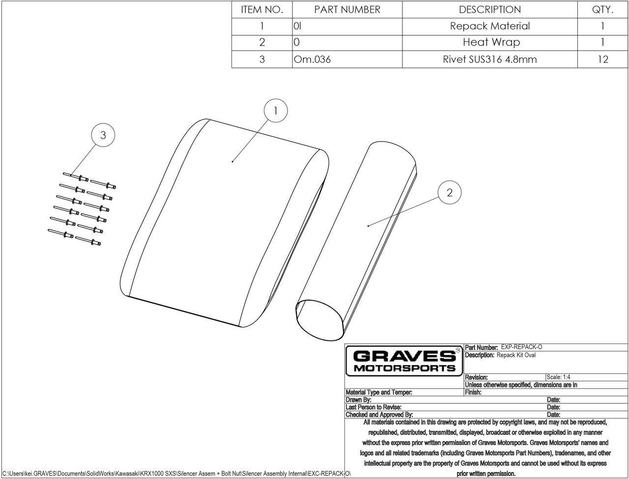 Graves Motorsports Exhaust Silencer Repack Kit - Oval