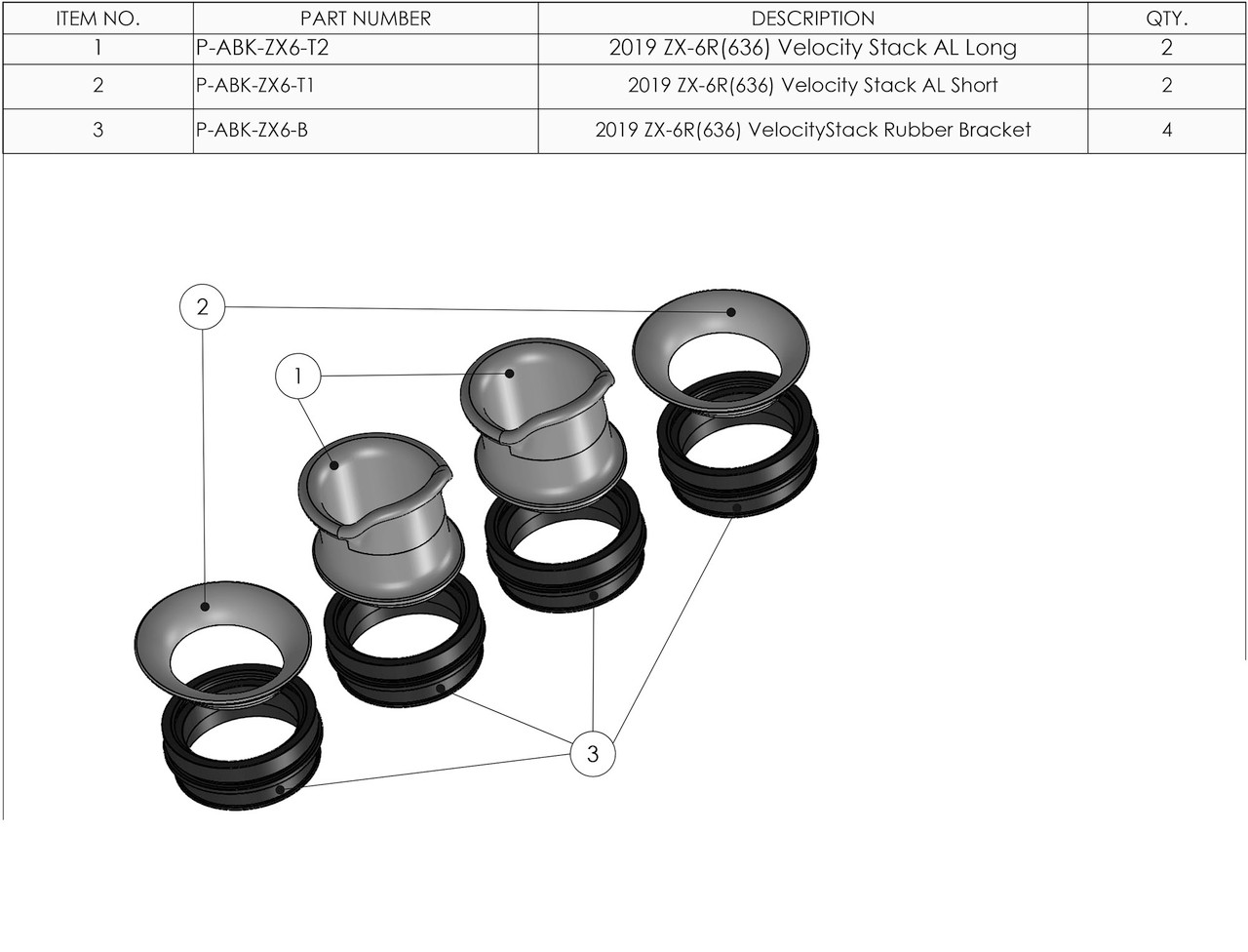 Kawasaki ZX-6R Velocity Stacks VE2 - Black