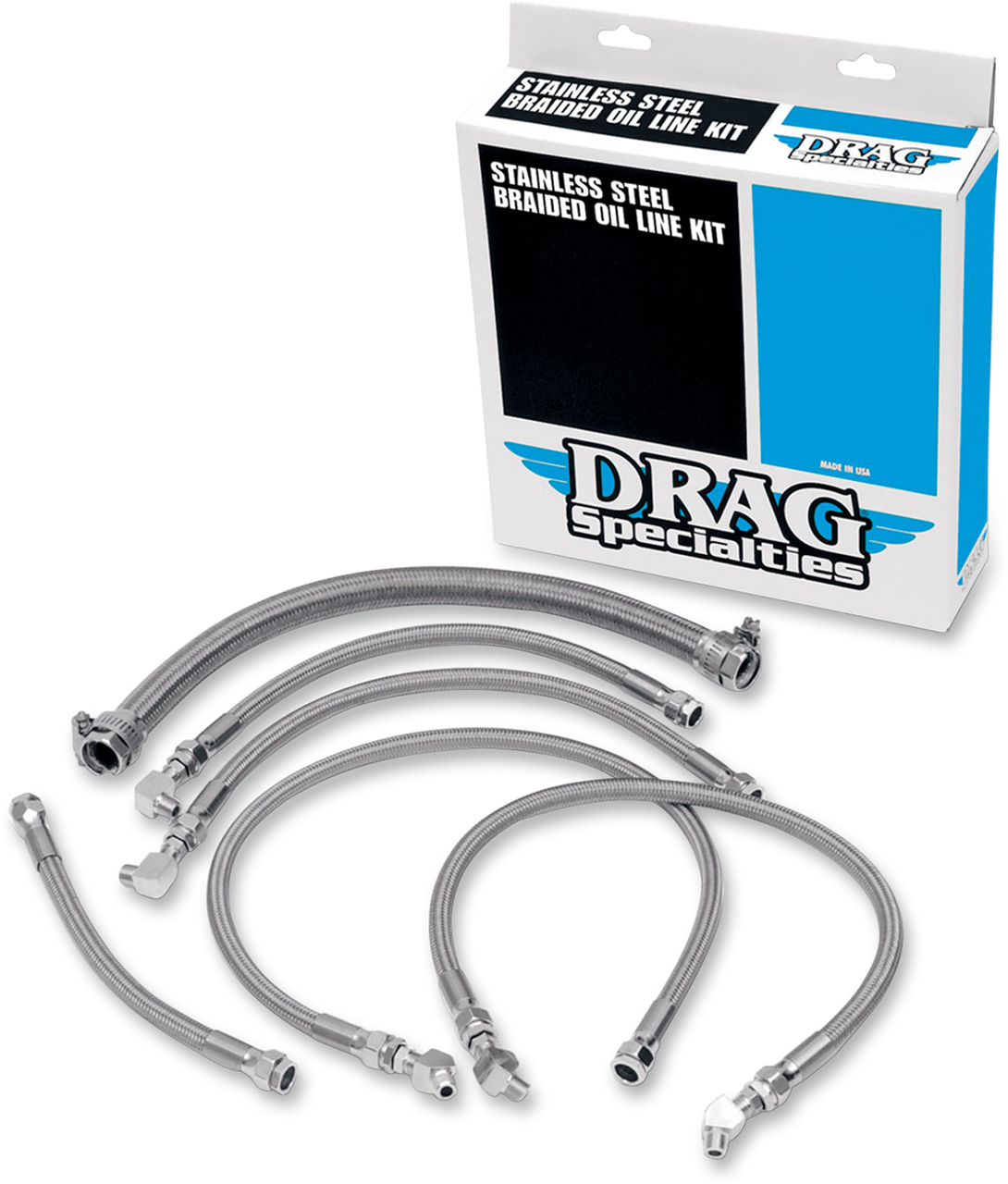 DRAG SPECIALTIES Stainless Steel Braided Oil Line Kit 0711-0034