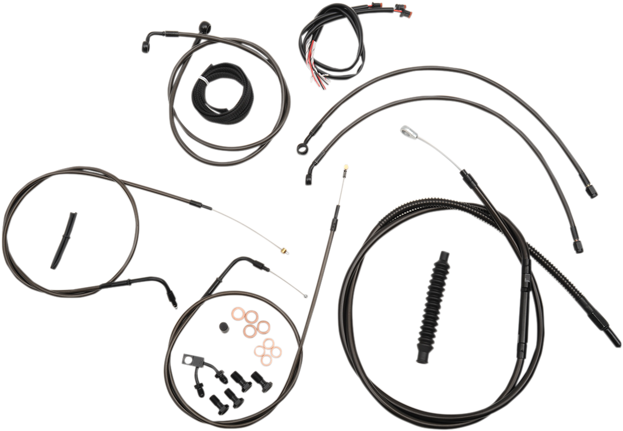La Choppers Complete Midnight Braided Handlebar Cable Brake Line Kit Standard La8123Kt216M