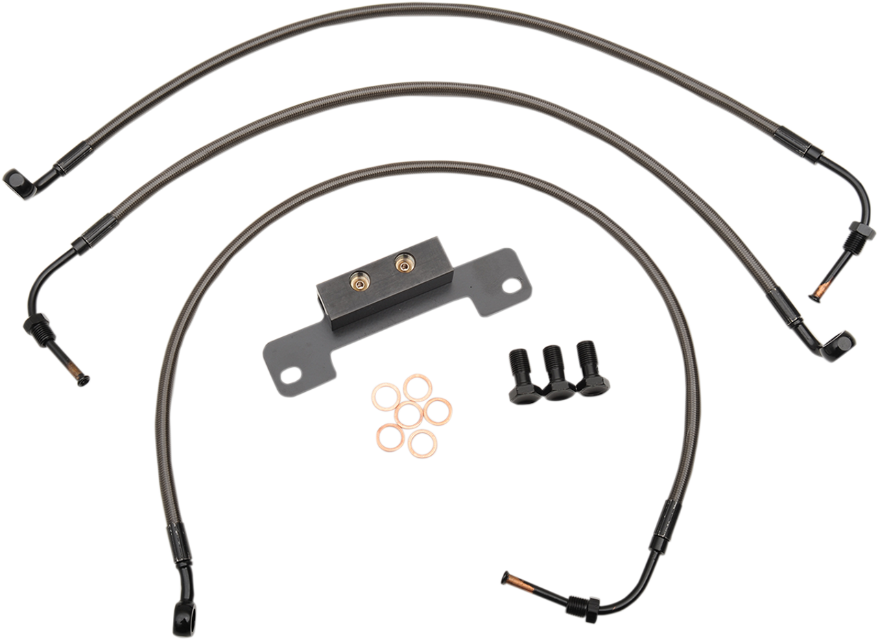 La Choppers Midnight Braided Brake Line Kit La8011B19M