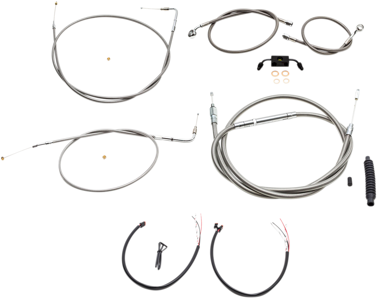 La Choppers Complete Stainless Braided Handlebar Cable Brake Line Kit Cable Kit La8231Kt216