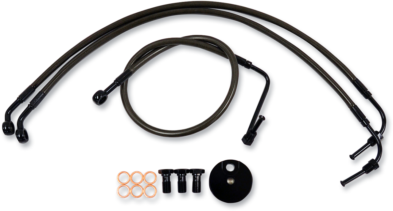 La Choppers Midnight Braided Brake Line Kit La8010B16M