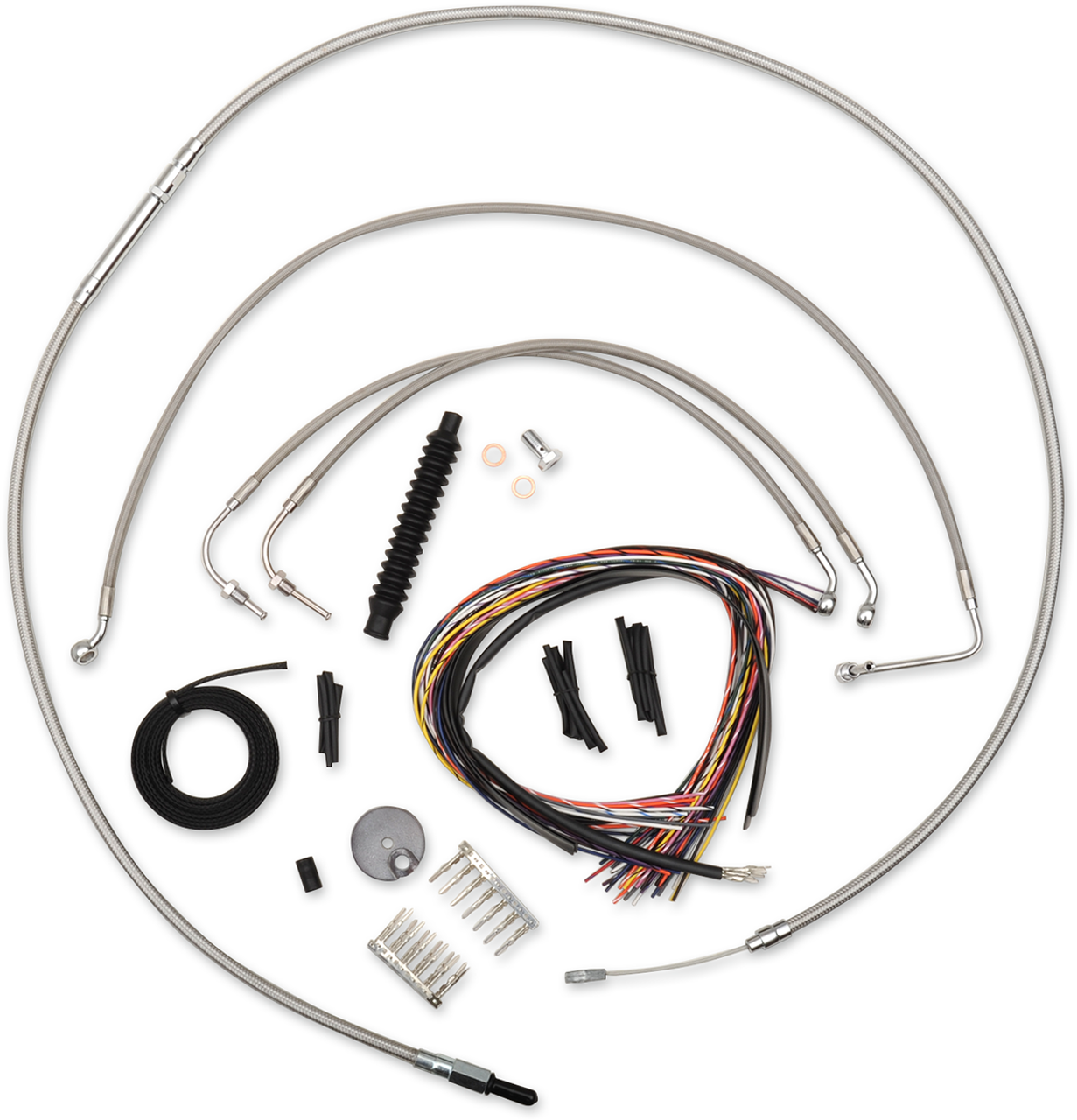 La Choppers Complete Stainless Braided Handlebar Cable Brake Line Kit Cable Kit La8012Kt216