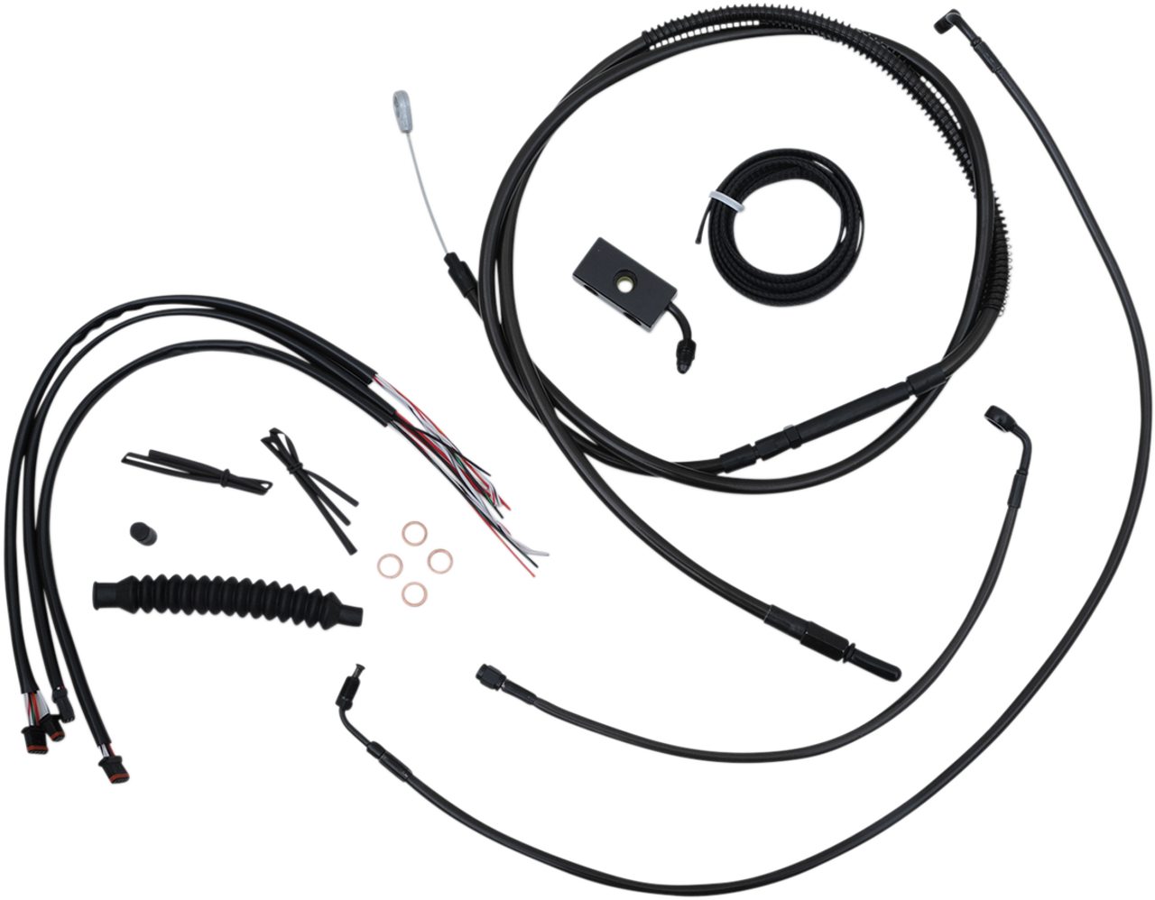 La Choppers Complete Midnight Braided Handlebar Cable Brake Line Kit Standard La8152Kt219M