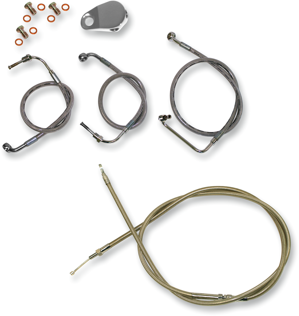 La Choppers Standard Stainless Braided Handlebar Cable Brake Line Kit La8011Kt16