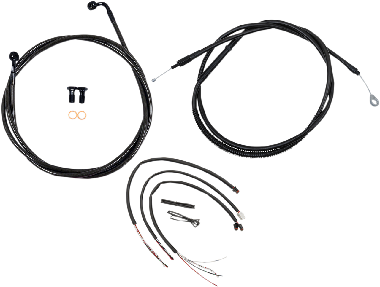 La Choppers Complete Midnight Braided Handlebar Cable Brake Line Kit Standard La8153Kt216M