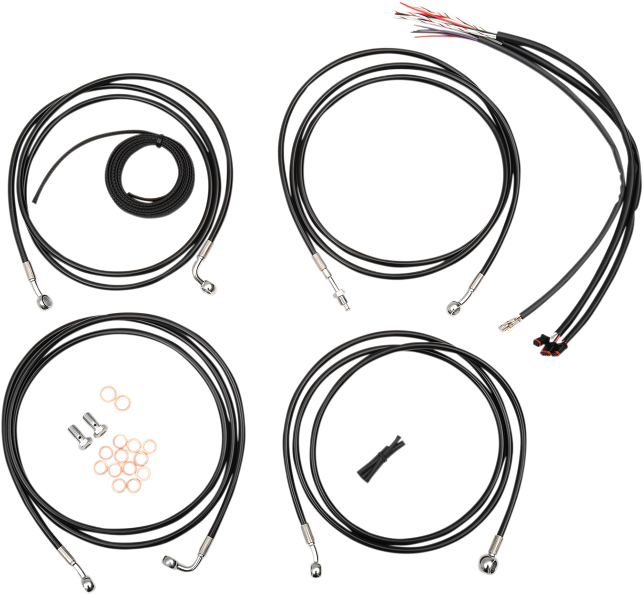 La Choppers Complete Black Vinyl Braided Handlebar Cable Brake Line Kit La8052Kt216B