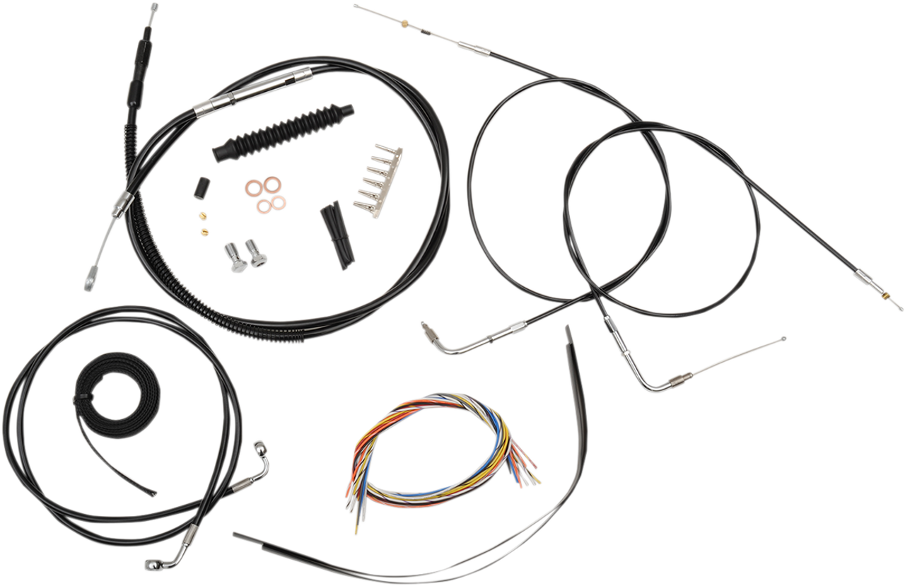 La Choppers Complete Black Vinyl Braided Handlebar Cable Brake Line Kit La8300Kt219B