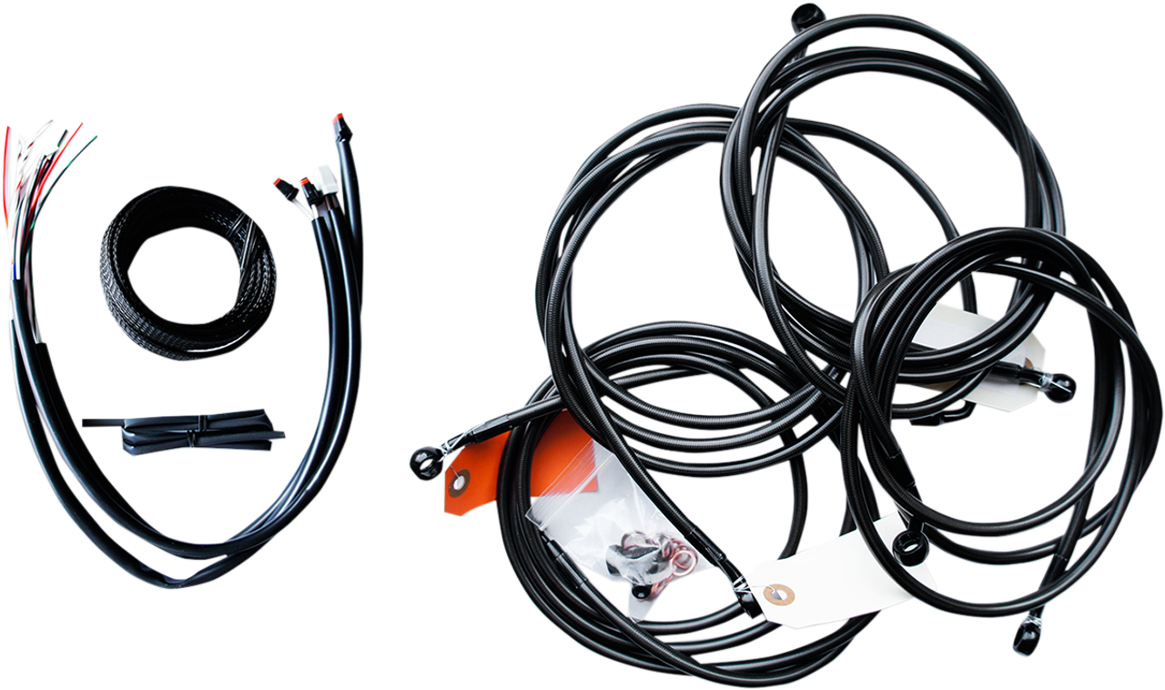 La Choppers Complete Midnight Braided Handlebar Cable Brake Line Kit Standard La8053Kt213M