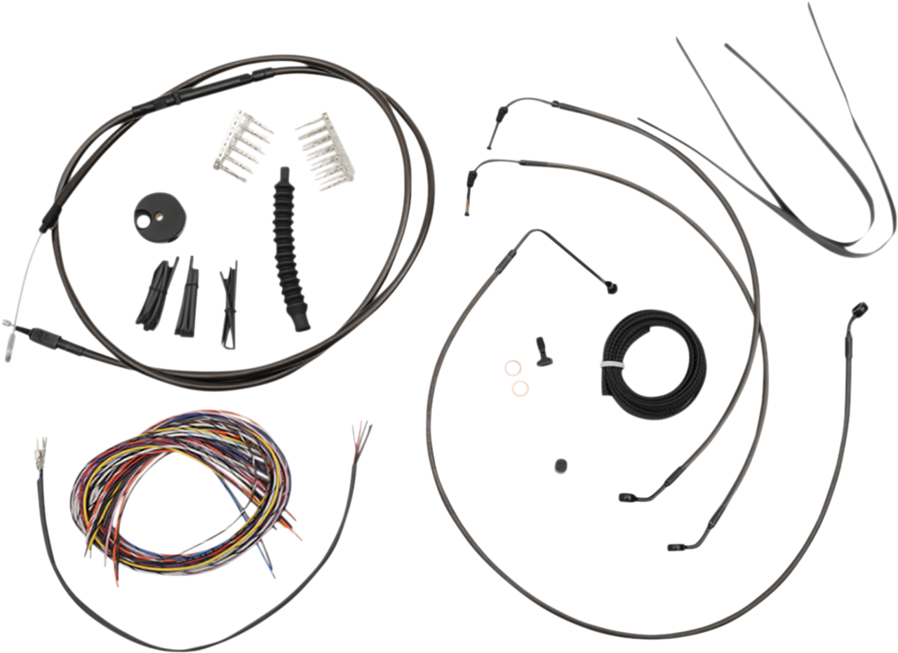 La Choppers Complete Midnight Braided Handlebar Cable Brake Line Kit Standard La8154Kt216M