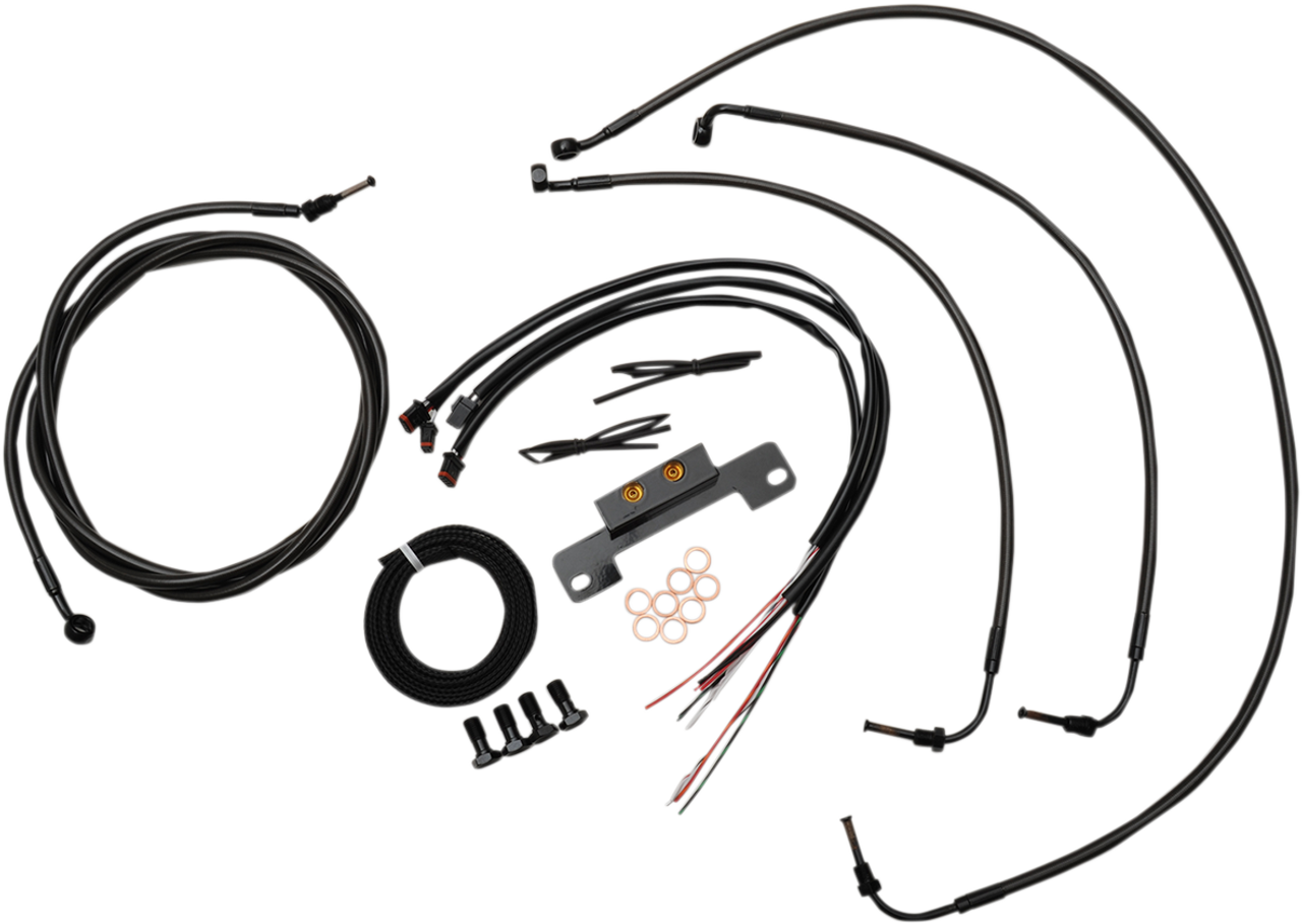 La Choppers Complete Midnight Braided Handlebar Cable Brake Line Kit Standard La8055Kt213M