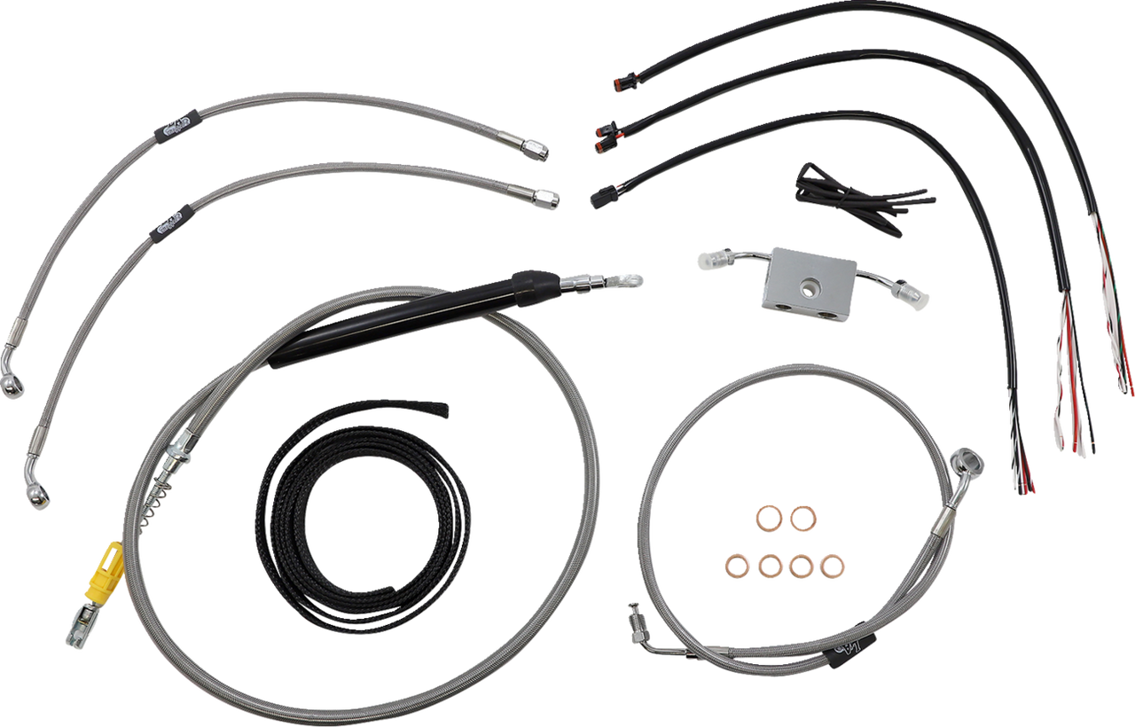 La Choppers Complete Stainless Braided Handlebar Cable Brake Line Kit Cable Kit La8157Kt216