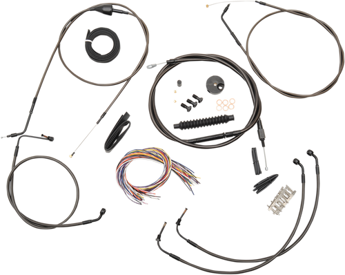 La Choppers Complete Midnight Braided Handlebar Cable Brake Line Kit Standard La8005Kt2A16M