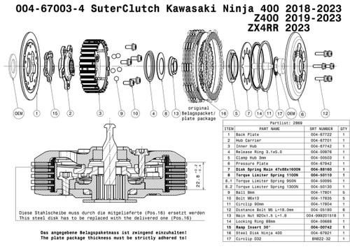 SuterClutch Kawasaki Ninja 400 / Ninja 500 / ZX-4RR