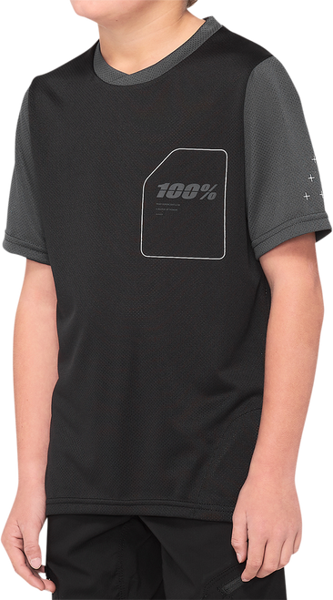 Youth Ridecamp Short - Sleeve Jersey Black/Charcoal - Medium | 100%