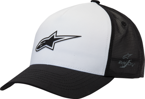 Alpinestars Advantage Tech Trucker Hat White Black front view