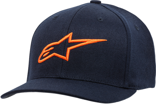 Alpinestars Ageless Curve Hat Navy Orange Small Medium Curved Bill Flex Back