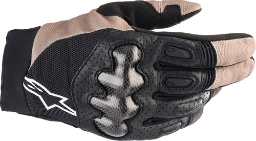 Alpinestars Megawatt V2 Off-Road Gloves Stone/Black Medium with PU knuckle protection and perforated leather design