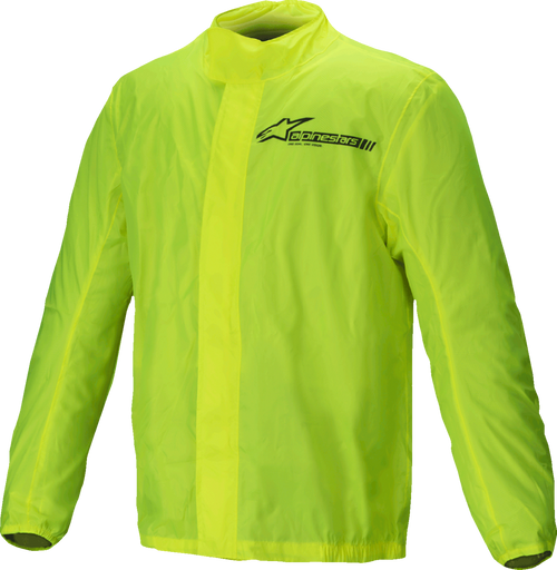 Alpinestars Hurricane Rain v2 Waterproof Jacket Fluorescent Yellow 3XL for men, lightweight PU-coated textile rain jacket with sealed seams and adjustable fit