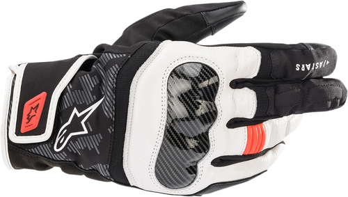 Alpinestars SMX Z Drystar Leather Gloves Black White Fluorescent Red Medium Motorcycle Waterproof Riding Gloves