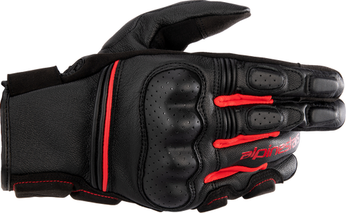 Alpinestars Phenom Leather Gloves in Black/Bright Red, size Large, featuring goat leather construction and touchscreen fingertips.