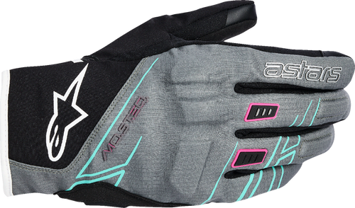 Alpinestars Stella Moblast waterproof motorcycle gloves in gray, black, and fluo pink, size 2XL