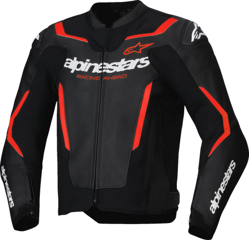 Alpinestars GP Force v2 Airflow Leather Jacket - Black/Red Fluo - US 40 / EU 50