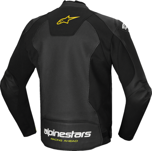 Alpinestars Faster v3 Airflow Leather Jacket - Black/White/Yellow Fluo - US 50 / EU 60