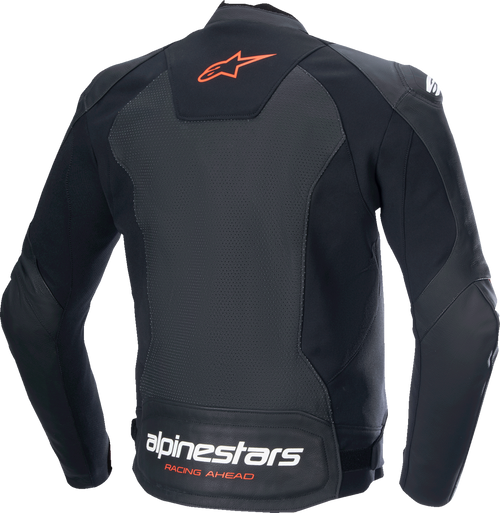 Alpinestars Faster v3 Airflow Leather Jacket - Black/Red Fluo - US 42 / EU 52