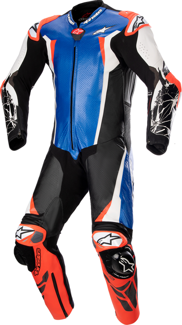 Alpinestars Racing Absolute v2 1-Piece Leather Suit - Metallic Blue/Black/White/Red Fluo - US 38 / EU 48