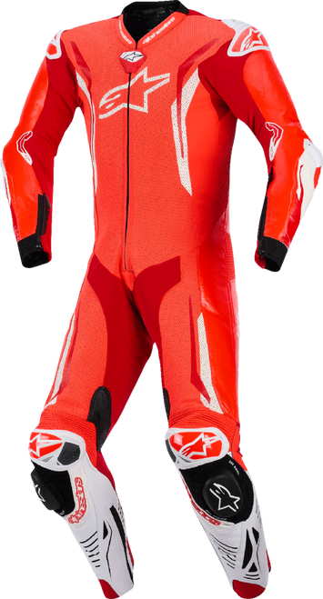 Alpinestars GP Tech v5 1-Piece Leather Suit - Red Fluo/Bright Red/White - US 48 / EU 58