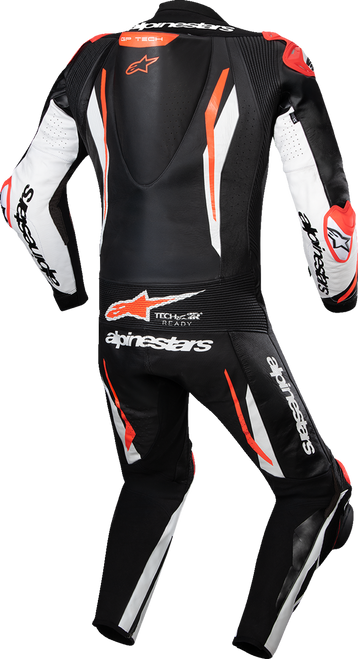 Alpinestars GP Tech v5 1-Piece Leather Suit - Black/White/Red Fluo - US 42 / EU 52