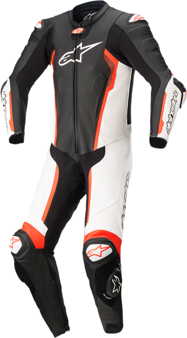 Alpinestars Missile v2 - 1-Piece Leather Suit - Black/White/Red Fluo - US 42 / EU 52