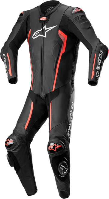 Alpinestars Missile v2 1-Piece Leather Suit - Black/Red Fluo - US 50 / EU 60