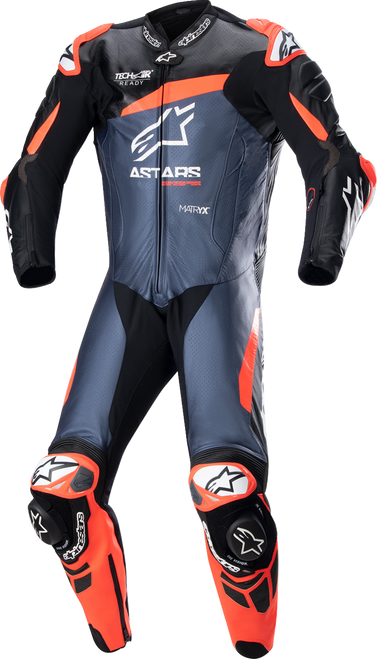 Alpinestars GP Plus v4 Leather Suit - Black/Red Fluo/Dark Blue - US 44 / EU 54