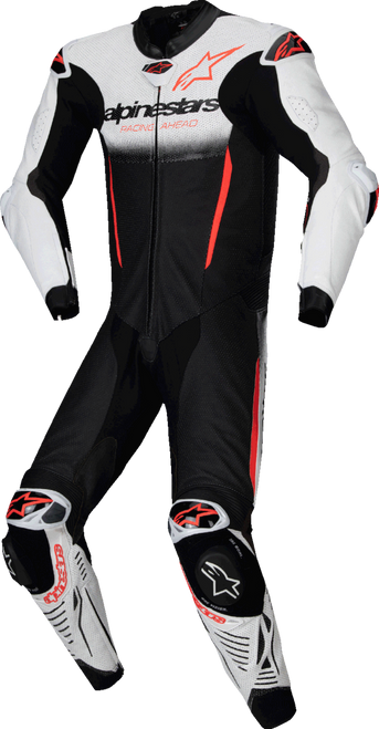 Alpinestars GP-R7 1-PC Leather Suit - White/Black/Red Fluo - US 42 / EU 52