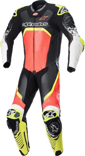 Alpinestars GP Tech v4 Leather Suit - Black/Red/Yellow Fluo - US 38 / EU 48