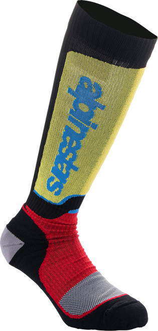 Alpinestars Youth MX Plus Socks - Black/White/Yellow/Blue - Medium/Large