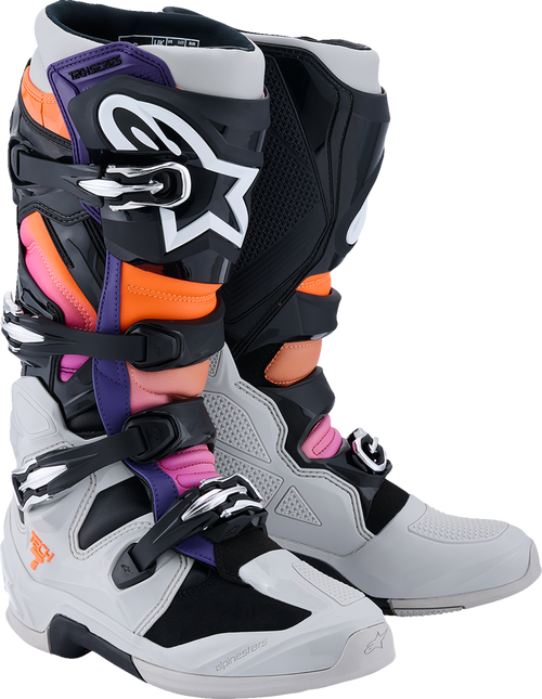 Alpinestars Tech 7 Boots - Black/Light Gray/Fluorescent Orange/Magenta - US 7 / EU 40.5