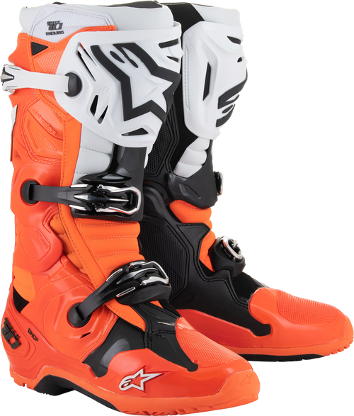 Alpinestars Tech 10 Enduro Boots - Fluorescent Orange/Black/White - US 7 / EU 40.5
