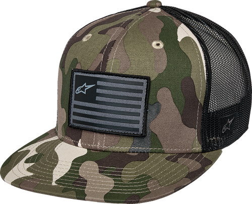 Alpinestars Flag Flat Trucker Hat - Camo Green/Black