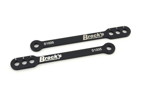 <p><em><strong>Lower your ride. Raise your game.</strong> </em>A Brock&rsquo;s original design, this 3-hole lowering link set (dog bones) gives you quick, repeatable ride height adjustments to dial in your motorcycle&rsquo;s stance and handling. Whether you&rsquo;re chasing quicker ETs at the track or more stability and confidence on the street, these links make it easy.</p>
<p><strong>FEATURES</strong></p>
<ul>
<li><strong>3 Position Settings</strong>: Choose Low, Lower, or Slammed to match your riding style.</li>
<li><strong>Performance Boost</strong>: Lowers the center of gravity for improved launches, better stability, and reduced elapsed times.</li>
<li><strong>Precision Construction</strong>: CNC-machined from high-strength 6061-T6 billet aluminum for maximum durability.</li>
<li><strong>Premium Finish</strong>: Black anodized for long-lasting protection and a sleek, factory look.</li>
<li><a style="color: blue;" href="%%GLOBAL_ShopPathSSL%%/content/Instructions/GSX-R1000/S10-LL-SET.pdf" target="_blank">Click here to view installation instructions</a></li>
</ul>
<p>Built for riders who demand both performance and precision.</p>