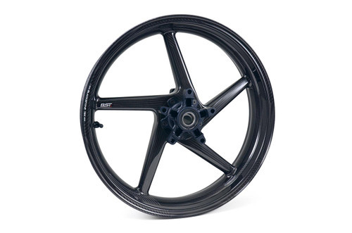 <ul>
<li><span style="color: #666666; font-weight: bold;">SIZE :</span> 3.5" x 17"</li>
<li><span style="color: #666666; font-weight: bold;">WEIGHT :</span> 5.4 lb. (2.4 kg) <br /> Add .40 lb. (0.181 kg) with Worldwide Bearings ceramic bearings<br /> Add .45 lb. (0.204 kg) with Worldwide Bearings steel bearings</li>
<li><span style="color: #666666; font-weight: bold;">STATIC LOAD RATING :</span> 330 lb. (150 kg)<br /> <a style="color: red;" href="http://blog.brocksperformance.com/bst-wheel-load-rating-information/" target="_blank"><strong>Click Here: Important Load Rating Safety Information</strong></a></li>
<li><span style="color: #666666; font-weight: bold;">MATERIALS :</span> Carbon fiber and aluminum</li>
<li><span style="color: #666666; font-weight: bold;">STYLE :</span> Slanted, five-spoke configuration</li>
<li><span style="color: #666666; font-weight: bold;">VALVE STEMS :</span> BST Ultra-High-Speed (UHS) 90-degree, aluminum stems and caps</li>
<li><span style="color: #666666; font-weight: bold;">APPROVALS :</span> DOT E and JWL for street and track use</li>
<li><span style="color: #666666; font-weight: bold;">FITMENT :</span> Direct OEM replacement</li>
<li><span style="color: #666666; font-weight: bold;">WARRANTY :</span> 2 Years</li>
</ul>
<div class="moretab" data-title="Product Details">
<p><iframe src="https://store-415rnuyx4g.mybigcommerce.com/content/Descriptions/BST_Wheels_Product_Details_Tab.html" width="575" height="500" frameborder="0"></iframe></p>
</div>
<div class="moretab" data-title="Technical">
<p><iframe src="https://store-415rnuyx4g.mybigcommerce.com/content/Descriptions/BST_Wheels_Technical_Tab.html" width="575" height="500" frameborder="0"></iframe></p>
</div>