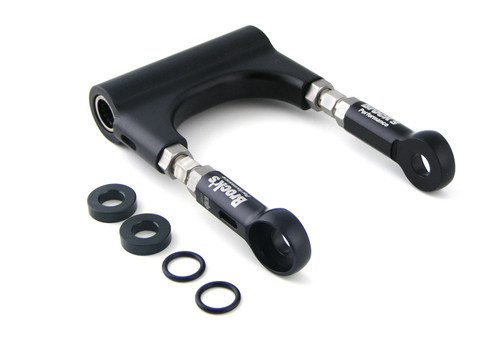 <ul>
<li><strong>100% designed, manufactured, and assembled in the USA<br />using only the finest certified US materials</strong></li>
<li>New and improved adjustment rods (material change increases tensile strength by 47% + now with rolled threads)</li>
<li>This product (#240759) is designed to be used with a shortened shock OR aftermarket swingarm <span style="text-decoration: underline;">ONLY</span></li>
<li>Quick and easy full ride height adjustment from minus 2" to minus 3.5" with stock swingarm or minus 4"+ with aftermarket swingarm</li>
<li>Links remain on bike during adjustment</li>
<li>Lower center of gravity = lower elapsed times and increased rider confidence</li>
<li>Unique &lsquo;window&rsquo; design shows minimum thread engagement for added safety</li>
<li>CNC machined 6061-T6 billet aluminum body/ends feature black anodized finish<br />and laser etched logo</li>
<li>Corrosion-free stainless steel adjustment rods and hardware</li>
<li>Factory installed needle bearings</li>
<li><a style="color: blue;" href="%%GLOBAL_ShopPathSSL%%/content/Instructions/S1000RR/992547.pdf" target="_blank">Click here to view Installation Instructions</a></li>
<li><a style="color: blue;" href="%%GLOBAL_ShopPathSSL%%/content/Instructions/OTHER/996447.pdf" target="_blank">Click here for Window Link Adjustment Consistency Instructions</a></li>
</ul>
<p><strong>Attention:</strong> <a style="color: blue;" href="http://blog.brocksperformance.com/new-improved-window-link-adjustment-rods/" target="_blank">If you purchased this product prior to January 1, 2015,<br />you are eligible for a free adjustment rod upgrade - click for more.</a></p>
<div class="moretab" data-title="Product Details">
<p><em>This link set is designed to be used with a shortened shock OR aftermarket swingarm only.</em></p>
<p>Innovative &lsquo;window&rsquo; allows remaining thread engagement to be visually inspected unlike many other fully-adjustable links on the market. This simple idea can prevent a potentially hazardous situation which could occur if the ends pulled out during the launch or down track. Links allow for ultra-fine rear ride height adjustments without removal from the bike. Corrosion free stainless steel construction with ultra-trick black anodized aluminum ends utilizing needle bearings and mounts using stock hardware.</p>
<p>Allows rear ride height adjustments without removing links from bike. Use stock links (and/or calipers) as a guide with equal threads showing in each window, and then count the same number of flats on the adjustment rods on each link to adjust ride height. Use the window as a final inspection.</p>
<p><strong>Note:</strong> Window Links&trade; are not designed for off-road use</p>
</div>