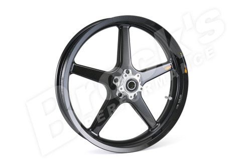 <ul> <li><span style="color: #666666; font-weight: bold;">SIZE :</span> 3.5" x 18"</li> <li><span style="color: #666666; font-weight: bold;">WEIGHT :</span> 6.35 lb. (2.88 kg) <br /> (34% weight savings / OEM front wheel: 10.25 lb. w/ bearings) <br /> Add .40 lb. (0.18 kg) with Worldwide Bearings ceramic bearings<br /> Add .45 lb. (0.20 kg) with Worldwide Bearings steel bearings</li> <li><span style="color: #666666; font-weight: bold;">STATIC LOAD RATING :</span> 330 lb. (150 kg)<br /> <a style="color: red;" href="http://blog.brocksperformance.com/bst-wheel-load-rating-information/" target="_blank"><strong>Click Here: Important Load Rating Safety Information</strong></a></li> <li><span style="color: #666666; font-weight: bold;">MATERIALS :</span> Carbon fiber and aluminum</li> <li><span style="color: #666666; font-weight: bold;">STYLE :</span> Straight, five-spoke configuration</li> <li><span style="color: #666666; font-weight: bold;">VALVE STEMS :</span> BST Ultra-High-Speed (UHS) 90-degree, aluminum stems and caps</li> <li><span style="color: #666666; font-weight: bold;">APPROVALS :</span> DOT E and JWL for street and track use</li> <li><span style="color: #666666; font-weight: bold;">FITMENT :</span> Direct OEM replacement</li> <li><span style="color: #666666; font-weight: bold;">WARRANTY :</span> 2 Years</li> </ul> <div class="moretab" data-title="Product Details"> <p><iframe src="https://store-415rnuyx4g.mybigcommerce.com/content/Descriptions/BST_Wheels_Product_Details_Tab.html" width="575" height="500" frameborder="0"></iframe></p> </div> <div class="moretab" data-title="Technical"> <p><iframe src="https://store-415rnuyx4g.mybigcommerce.com/content/Descriptions/BST_Wheels_Technical_Tab.html" width="575" height="500" frameborder="0"></iframe></p> </div>