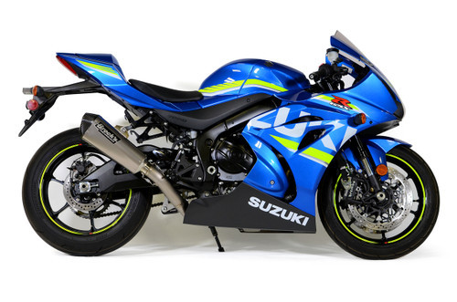 <p><strong>Note: For (22-25) model years, an ECU flash or <a style="color: blue;" href="%%GLOBAL_ShopPathSSL%%/servo-buddy-gsx-r1000-r-17-24/" target="_blank">Servo Buddy</a> will be required to prevent trouble codes and/or damage to the servo motor (EXCVA).<br />The provided valve simulator (servo plate) is not compatible with (22-25) models.</strong></p>
<ul>
<li>Full titanium construction with carbon fiber tip</li>
<li>World class craftsmanship, fit and finish</li>
<li>Low 'throaty' tone is great for everyday riding <a style="color: blue;" href="%%GLOBAL_ShopPathSSL%%/noise-reduction-plug-for-use-in-all-ct-series-systems/" target="_blank">(noise reduction insert available)</a></li>
<li>58% weight savings vs OEM exhaust system</li>
<li>18mm O2 bung pre-installed for wideband O2 sensor (block-off plug included)</li>
<li>Installation hardware and instructions included</li>
<li>Includes (Emissions/PAIR) block off cap and instructions for decel-pop reduction</li>
<li>Includes Brock&rsquo;s lifetime direct support package <em>at no additional charge</em></li>
<li>Select from increased drivability/fuel mileage (pump gas) or race-proven (race fuel) track maps via our <a style="color: blue;" href="https://blog.brocksperformance.com/category/map-support/" target="_blank">map support program</a> <em>at no additional charge</em></li>
<li><a style="color: blue;" href="%%GLOBAL_ShopPathSSL%%/product_images/uploaded_images/Logo_Plates_Article_Page_Display.jpg" target="_blank">Click here to view logo plate color options</a></li>
<li><a style="color: blue;" href="%%GLOBAL_ShopPathSSL%%/content/Instructions/GSX-R1000/998098.pdf" target="_blank">Click here to view Installation Instructions</a></li>
<li><a style="color: blue;" href="%%GLOBAL_ShopPathSSL%%/content/Instructions/GSX-R1000/997407.pdf" target="_blank">Click here to view PAIR block-off instructions</a></li>
</ul>
<div class="moretab" data-title="Product Details">
<p><strong>Brock&rsquo;s &lsquo;best of the best&rsquo; under fairing exhaust system</strong></p>
<p>The Brock&rsquo;s Performance CT Series&trade; full titanium exhaust system is a direct result of incalculable hours of engineering/design work combined with real world performance testing. The entire exhaust system weighs as little as 8 1/4 lbs. and offers the highest power readings out of any of our under fairing (non-sidewinder) exhaust systems. The CT Series&trade; not only provides superb cornering clearance, but if you are a weekend drag racer, the system also provides unmatched ground clearance. If world class craftsmanship and quality as well as welds that look like &lsquo;art&rsquo; are high on your list, then the Brock&rsquo;s Performance CT Series&trade; full titanium exhaust system is for you.</p>
</div>
<div class="moretab" data-title="Technical">
<p><strong>GSX-R1000 (2017) Exhaust Weight Comparison</strong></p>
<p><em><strong>OEM Full Exhaust System:</strong></em></p>
<ul>
<li>Muffler (w/ clamp &amp; heat shield): 7.00 lb.</li>
<li>Front Section (one peice): 16.00 lb.<br /> (head pipes, catalytic converter, EXUP, midpipe, etc.)</li>
</ul>
<p><em>Total =</em> 23.00 lb.</p>
<p><em><strong>CT Single&trade; Full System:</strong></em></p>
<ul>
<li>Muffler: 3.40 lb.</li>
<li>Head Pipes: 2.85 lb.</li>
<li>Collector: 0.45 lb.</li>
<li>Midpipe: 0.90 lb.</li>
<li>Hardware: 2.00 lb.</li>
</ul>
<p><em>Total =</em> 9.60 lb.</p>
<p><strong>Total Weight Savings = </strong> 13.4 lb. or 58% of OEM weight</p>
</div>